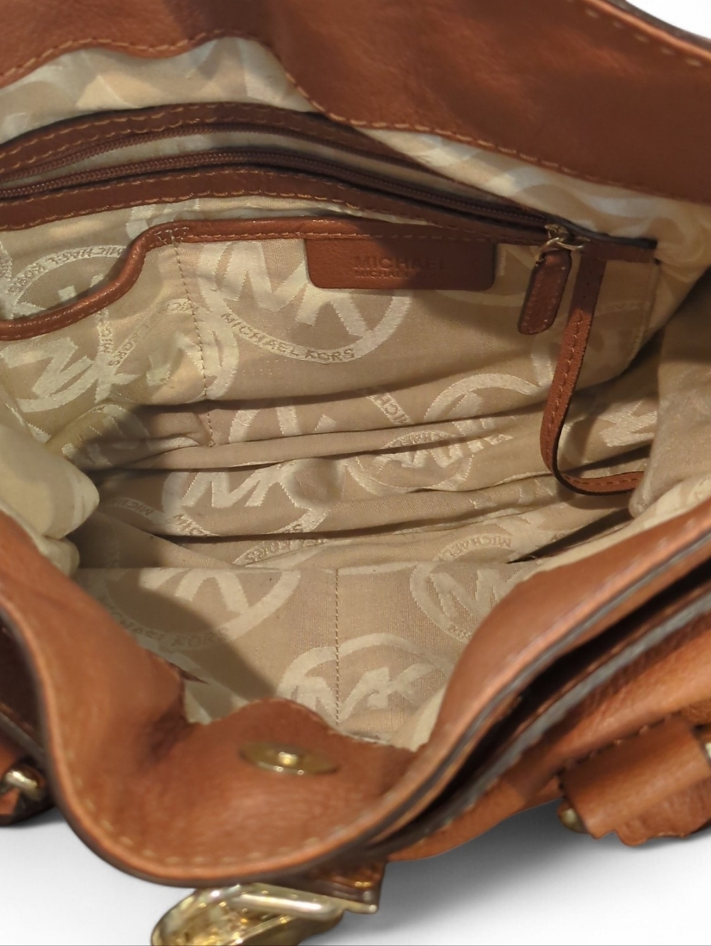 Michael Kors Large Cognac Brown Hamilton Large Satchel In EUC - Picture 7 of 7